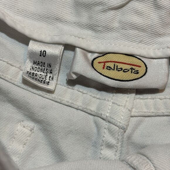 Talbots Denim Shorts Women 10 White High Rise Frayed Hem Casual Classic Summer - Picture 5 of 9